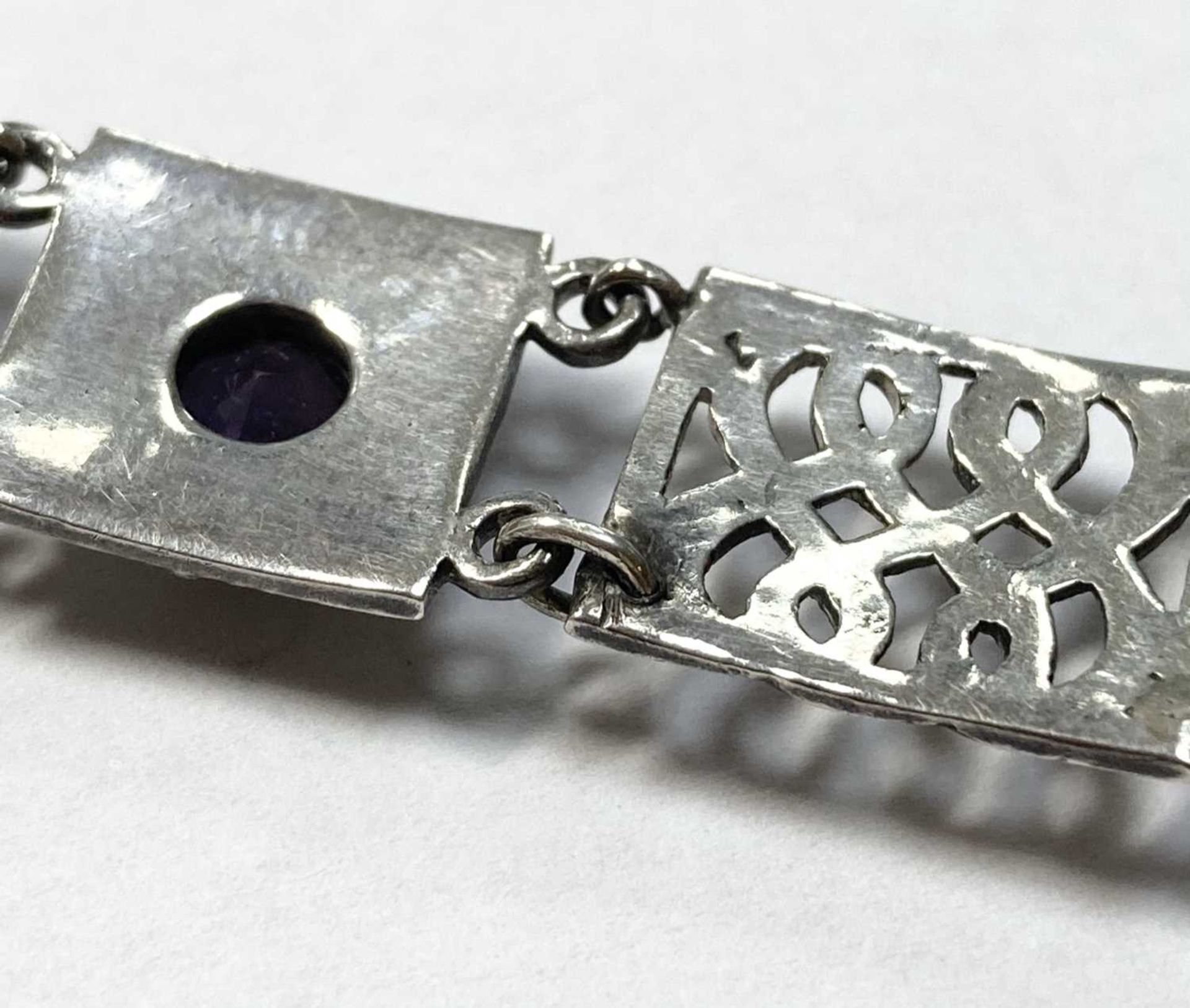 An Arts & Crafts silver amethyst set bracelet by Murrle Bennett & Co., c.1910, - Image 3 of 5