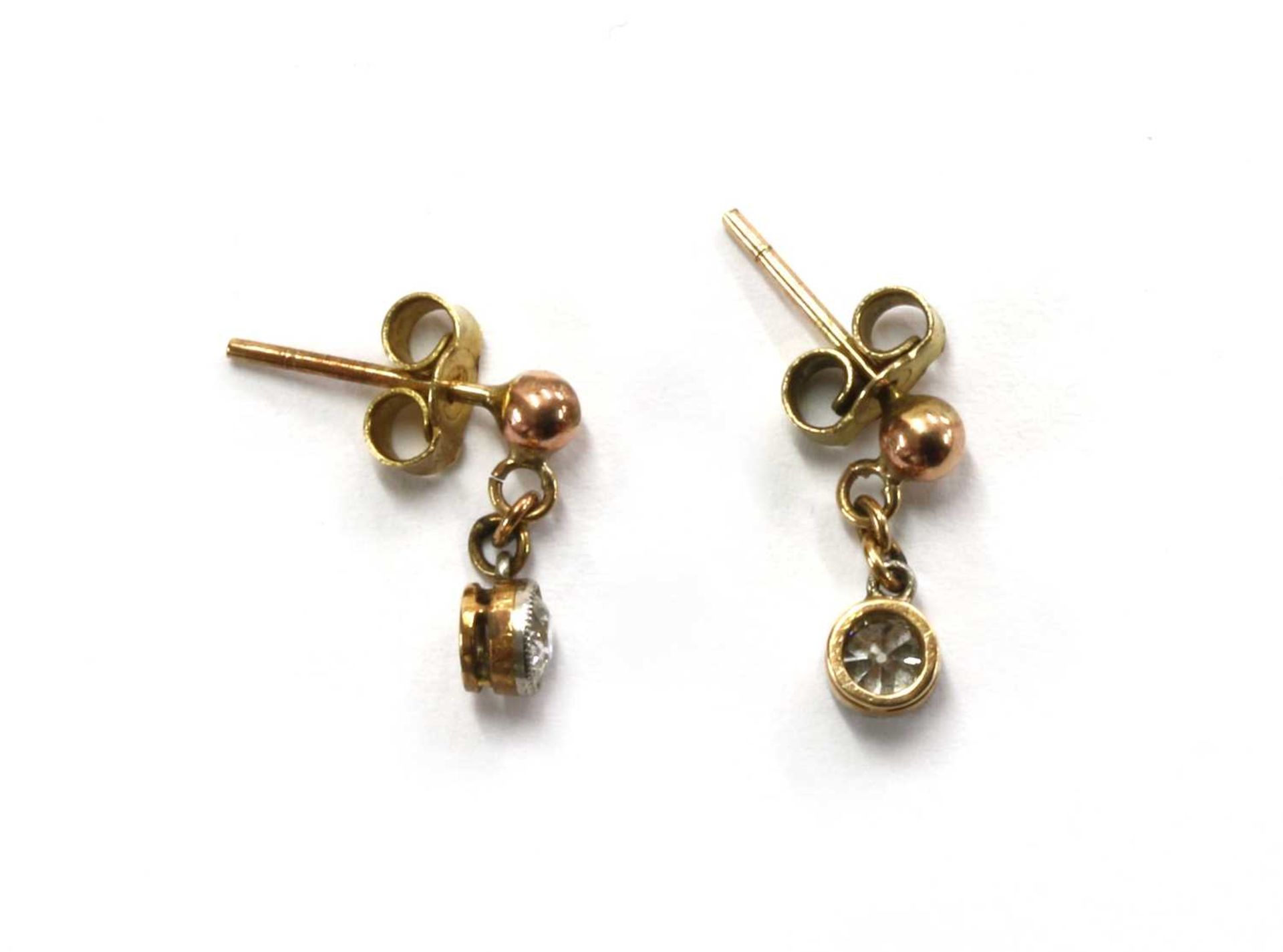 A pair of Edwardian gold diamond drop earrings, - Image 2 of 2