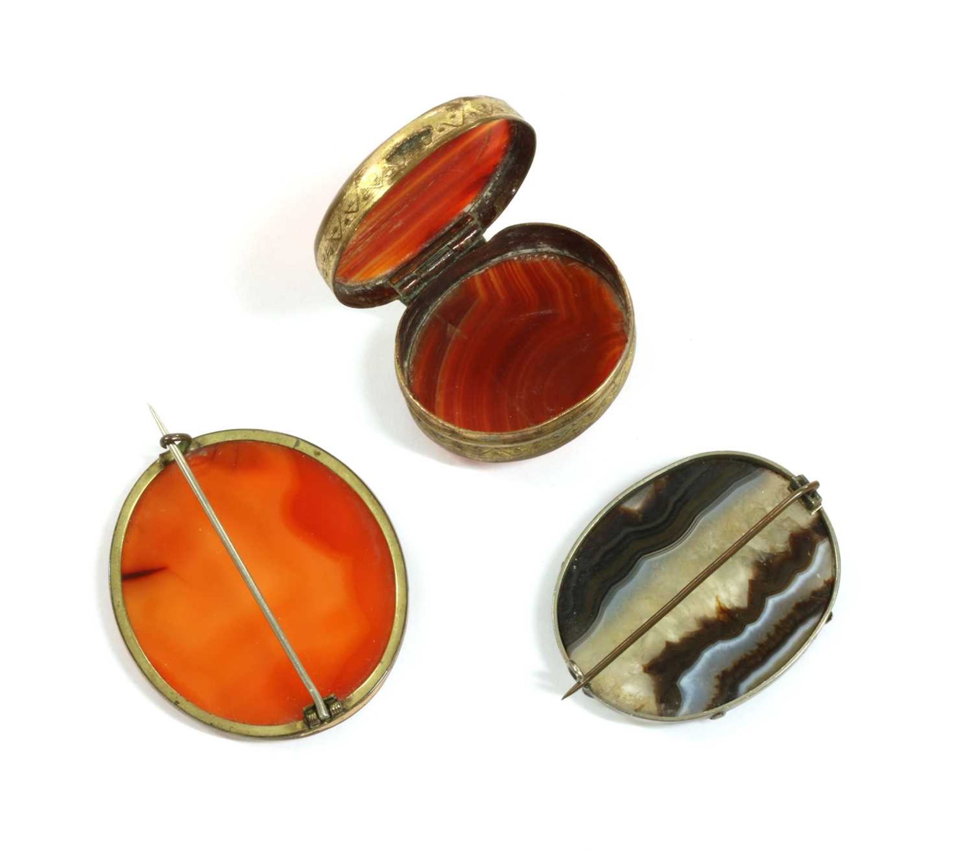 A Victorian silver banded agate brooch, - Image 2 of 2