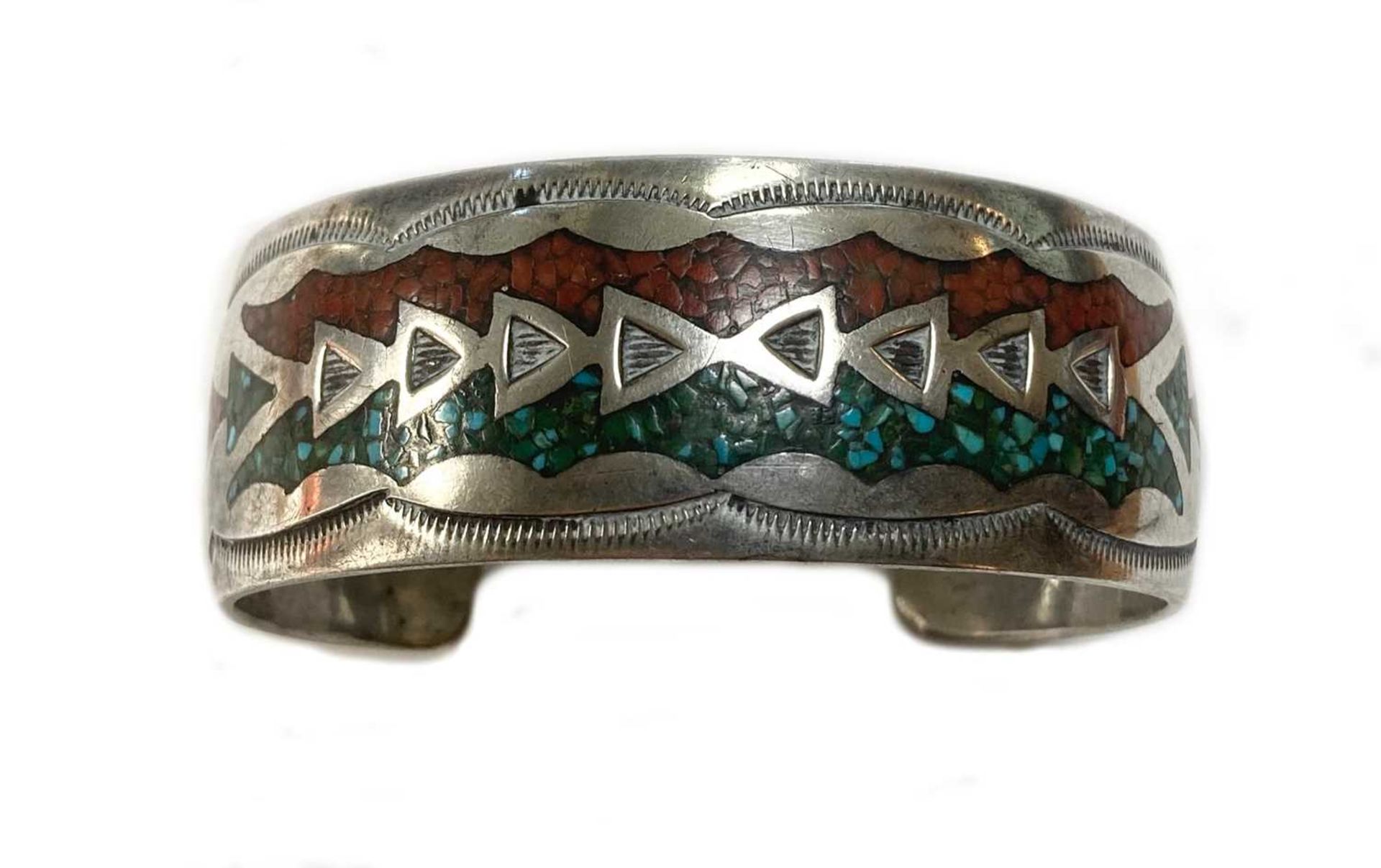 A Navajo silver turquoise brooch, - Image 4 of 5