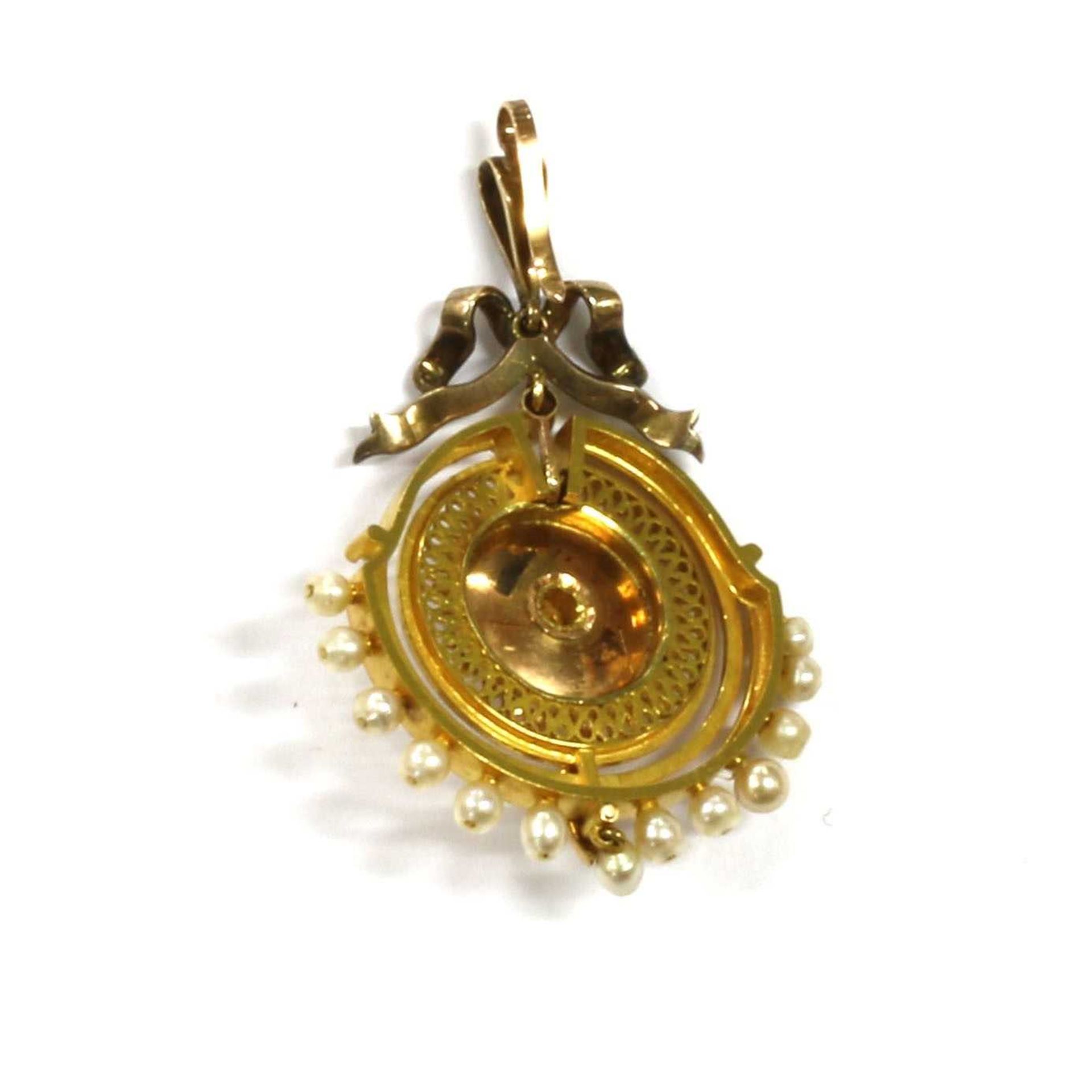 A Continental gold pearl and diamond pendant, - Image 2 of 2