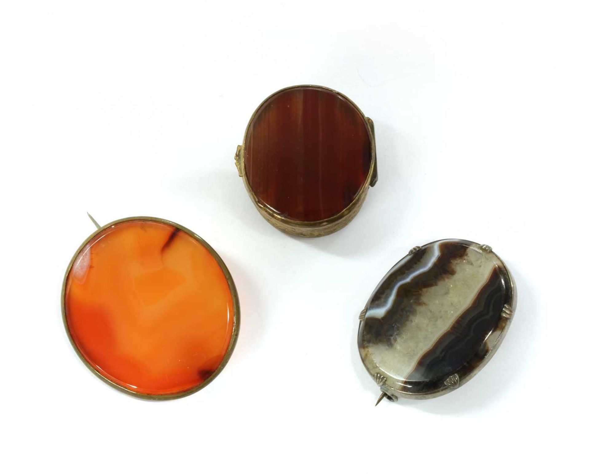 A Victorian silver banded agate brooch,