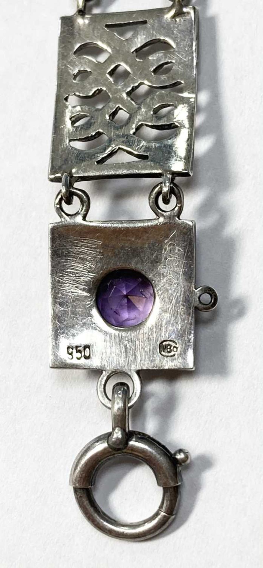 An Arts & Crafts silver amethyst set bracelet by Murrle Bennett & Co., c.1910, - Image 4 of 5