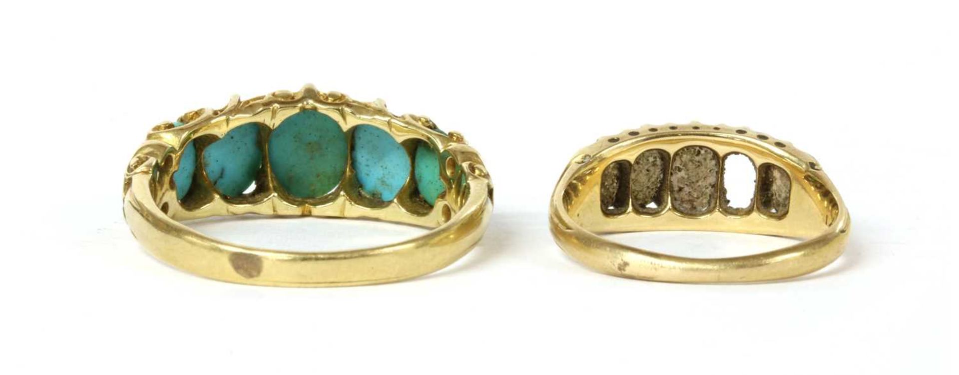 A Victorian gold five stone turquoise ring, - Image 2 of 2