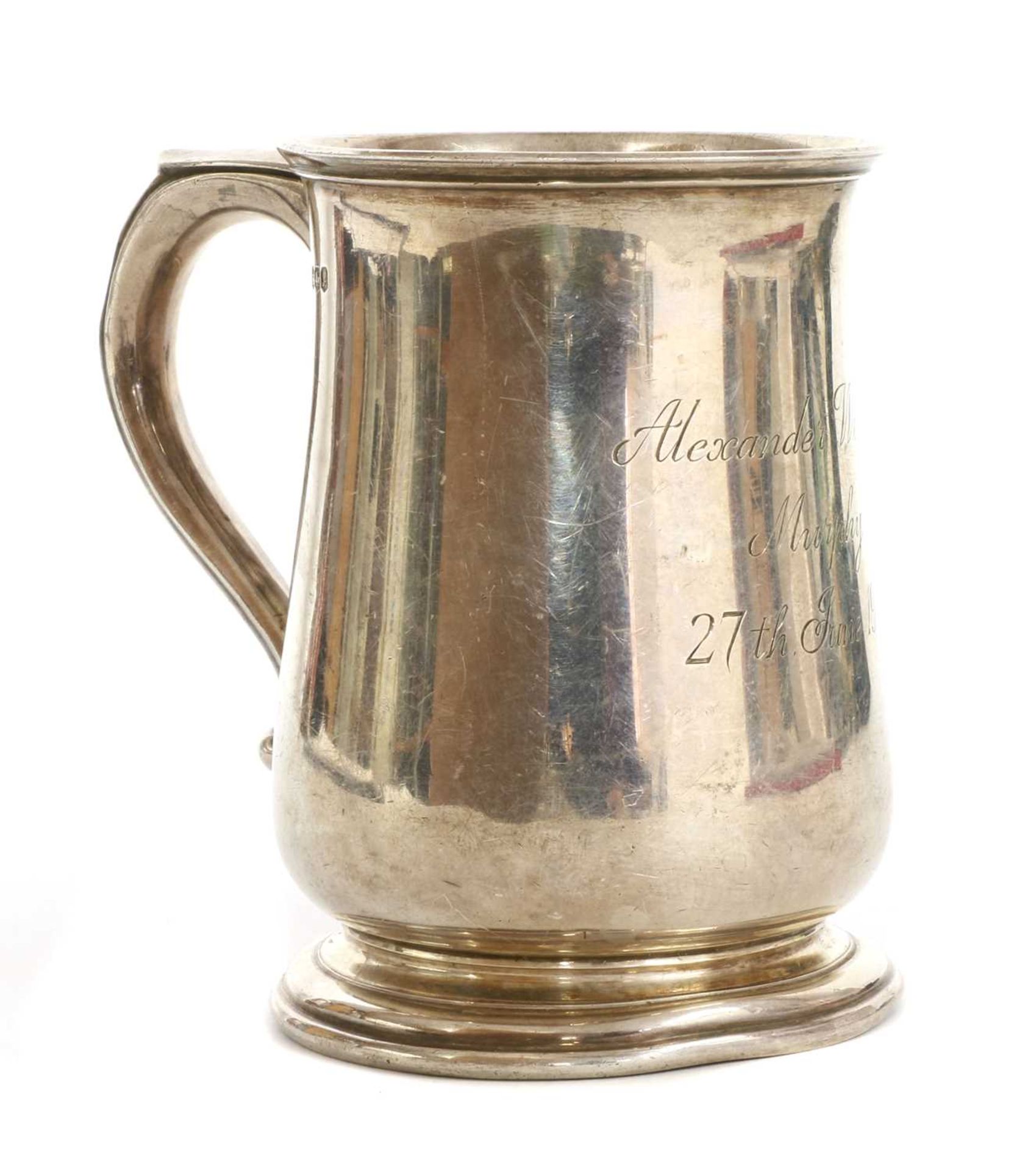 A sterling silver baluster shaped mug, by Mappin & Webb,