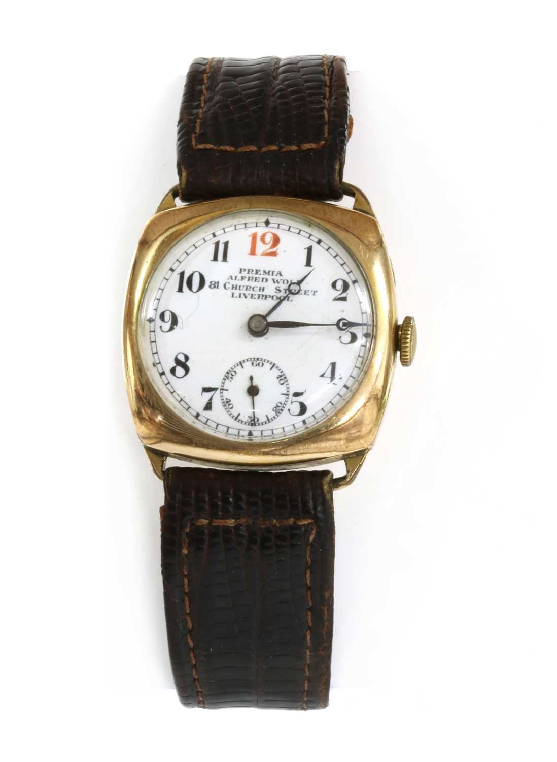 A mid-size Premia rolled gold mechanical strap watch,