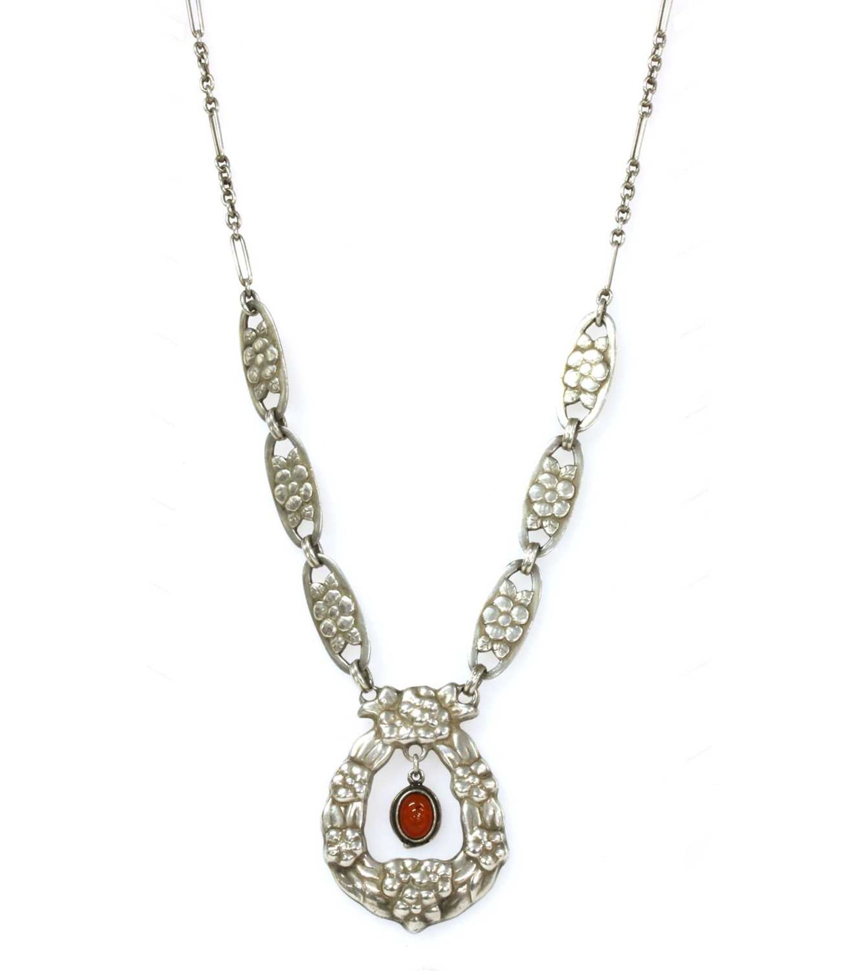 A Danish Skønvirke silver necklace, by Bernhard Hertz,