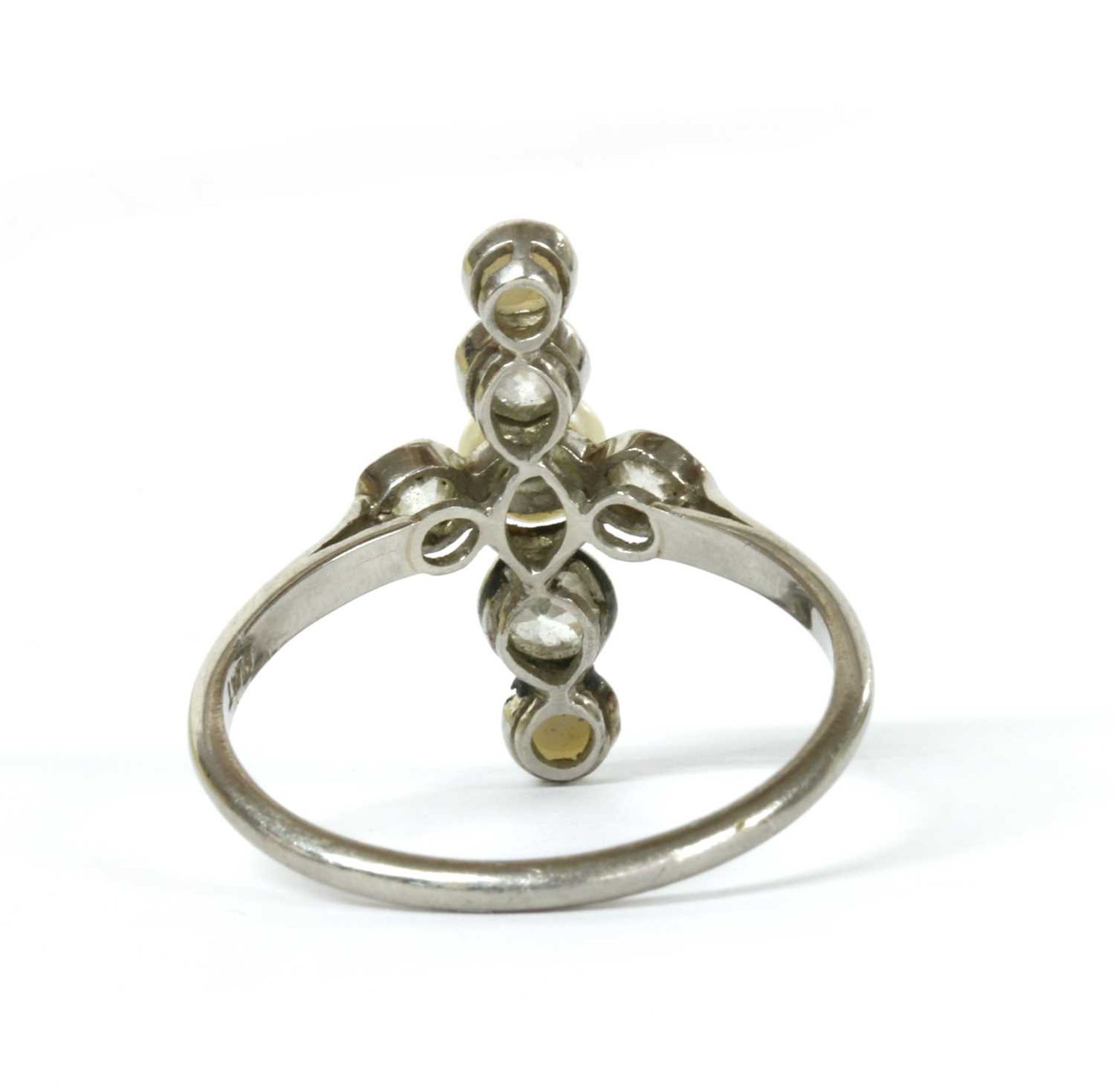 A platinum pearl and diamond ring, - Image 3 of 3