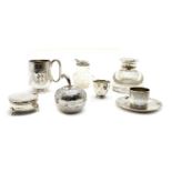 A collection of silver items,