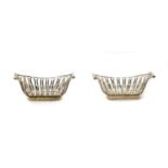 A pair of Edwardian silver basket bon bon dishes,