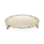 A quatrefoil silver tray,