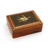 A 19th Century Italian gilt heightened brown leather pietra dura box,