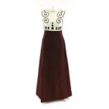 A vintage Louis Feraud brown and cream full length a-line dress,