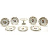 A collection of late 19th Century Dresden style hand painted plated and tazzas,