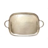 A twin handled silver serving tray,