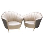A pair of Italian shell-shaped lounge chairs,
