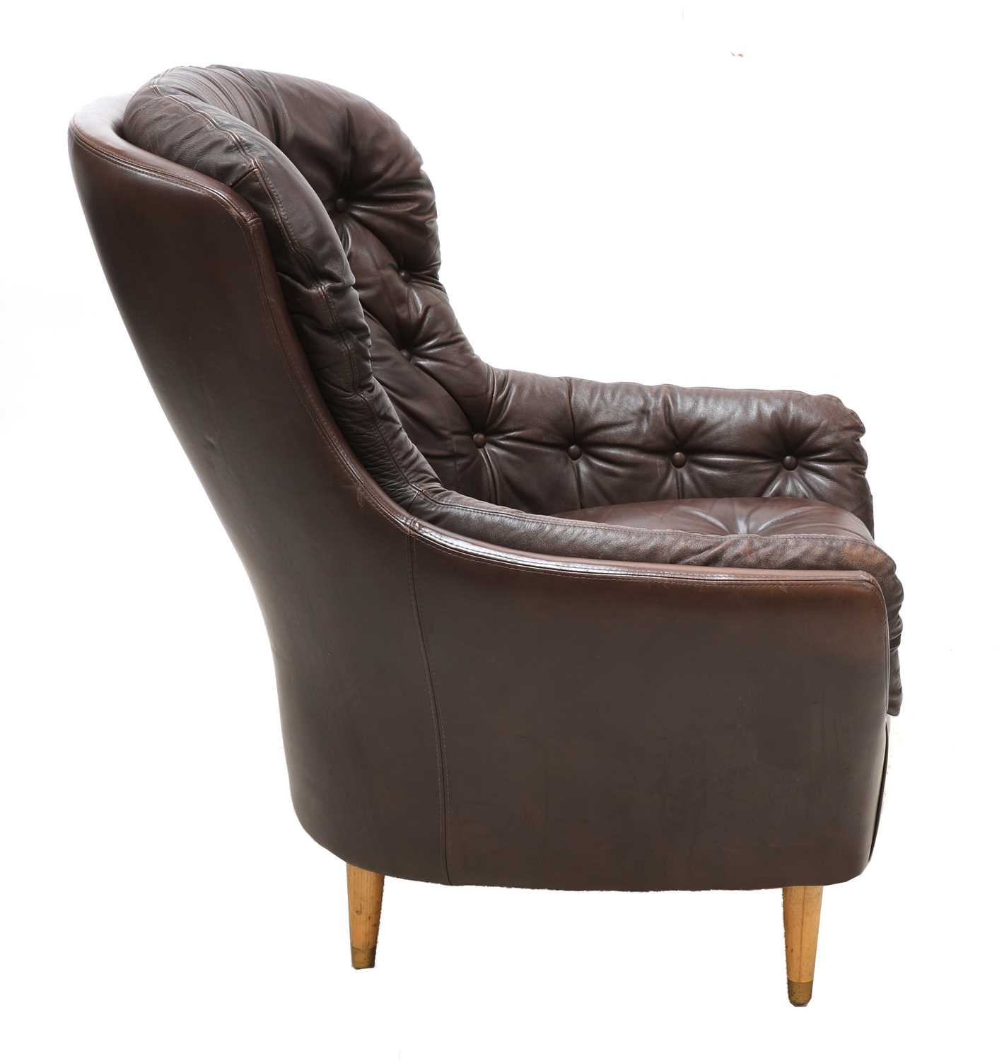 A Danish leather button back armchair, - Image 2 of 3