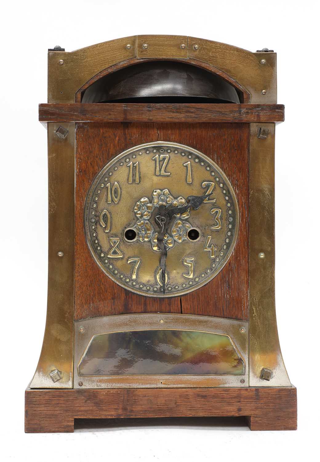 A secessionist oak mantel clock,