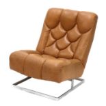 A tan leather lounge chair,