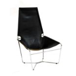 A Dutch leather slung chair,