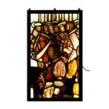 A large stained glass panel,