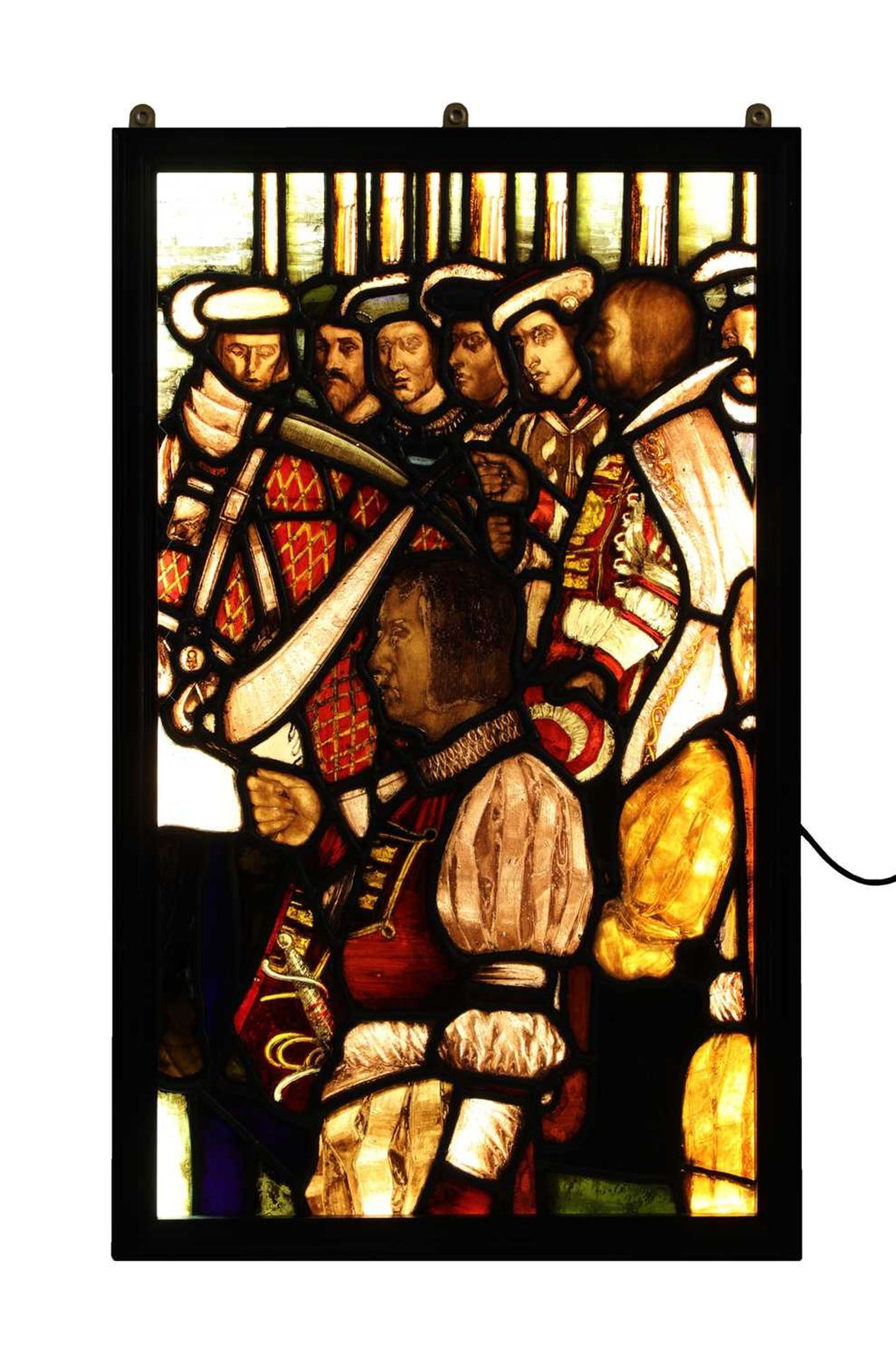 A large stained glass panel,