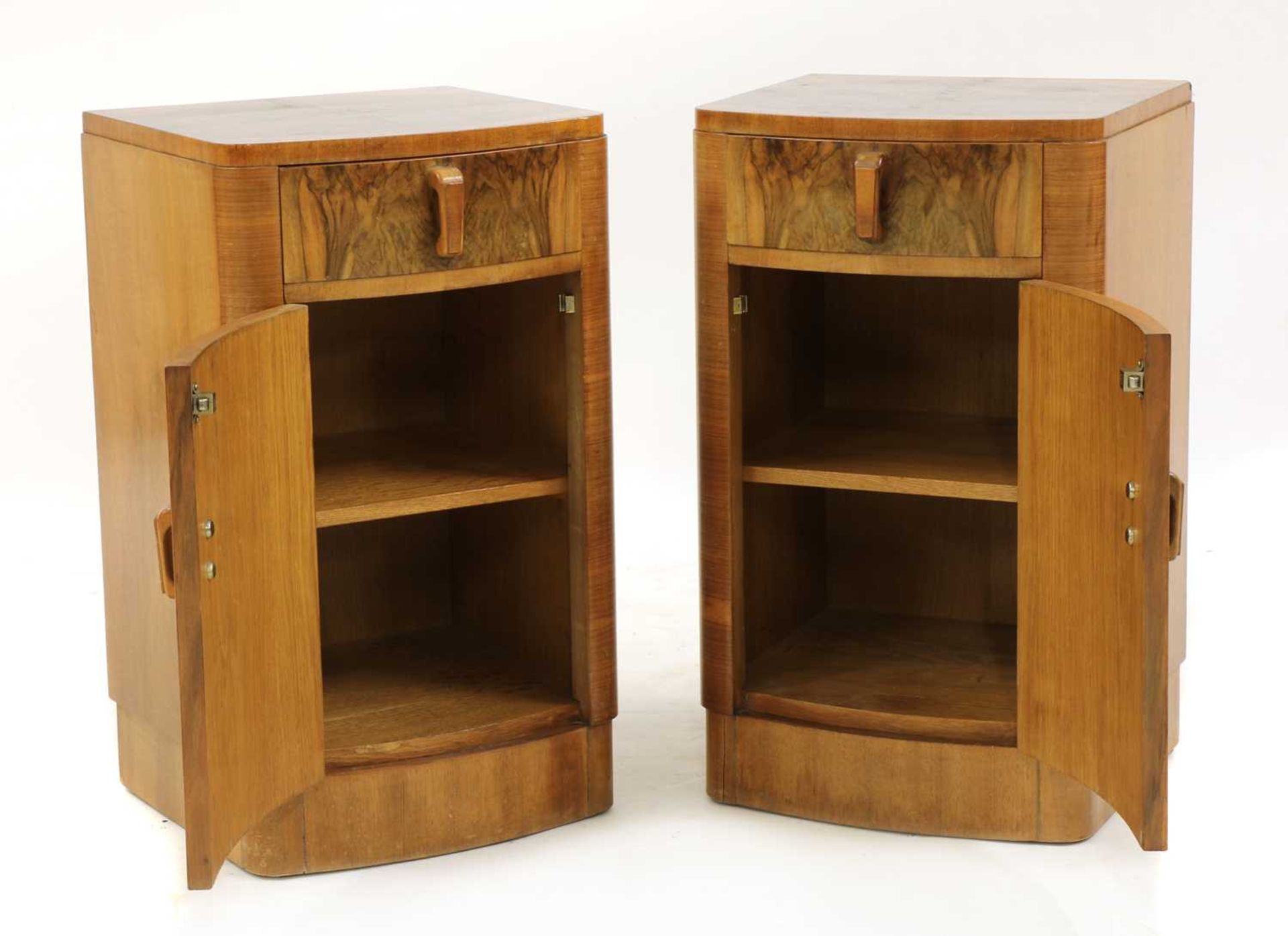 A pair of Art Deco walnut bedside cabinets, - Image 2 of 7