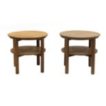 A pair of oak side tables,