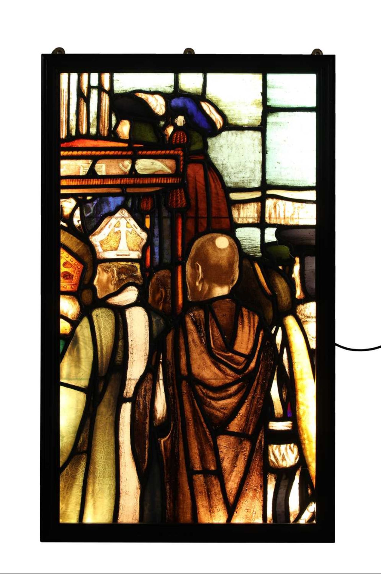 A large stained glass panel,