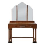 An Art Deco burr walnut and ebonised dressing table,