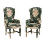 A pair of American wing back chairs,