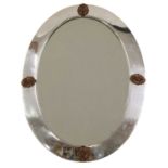 An Arts and Crafts silver-plated wall mirror,