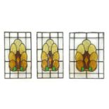 Three Art Deco stained glass panels,