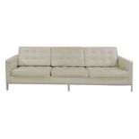 A Florence Knoll white leather sofa,