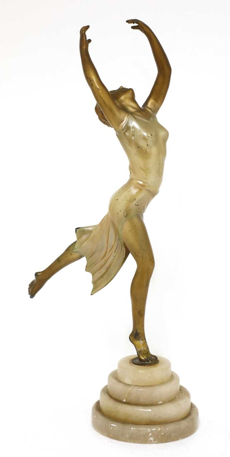 An Art Deco gilt metal figure of a dancer,