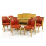 An Art Deco burr maple dining suite,