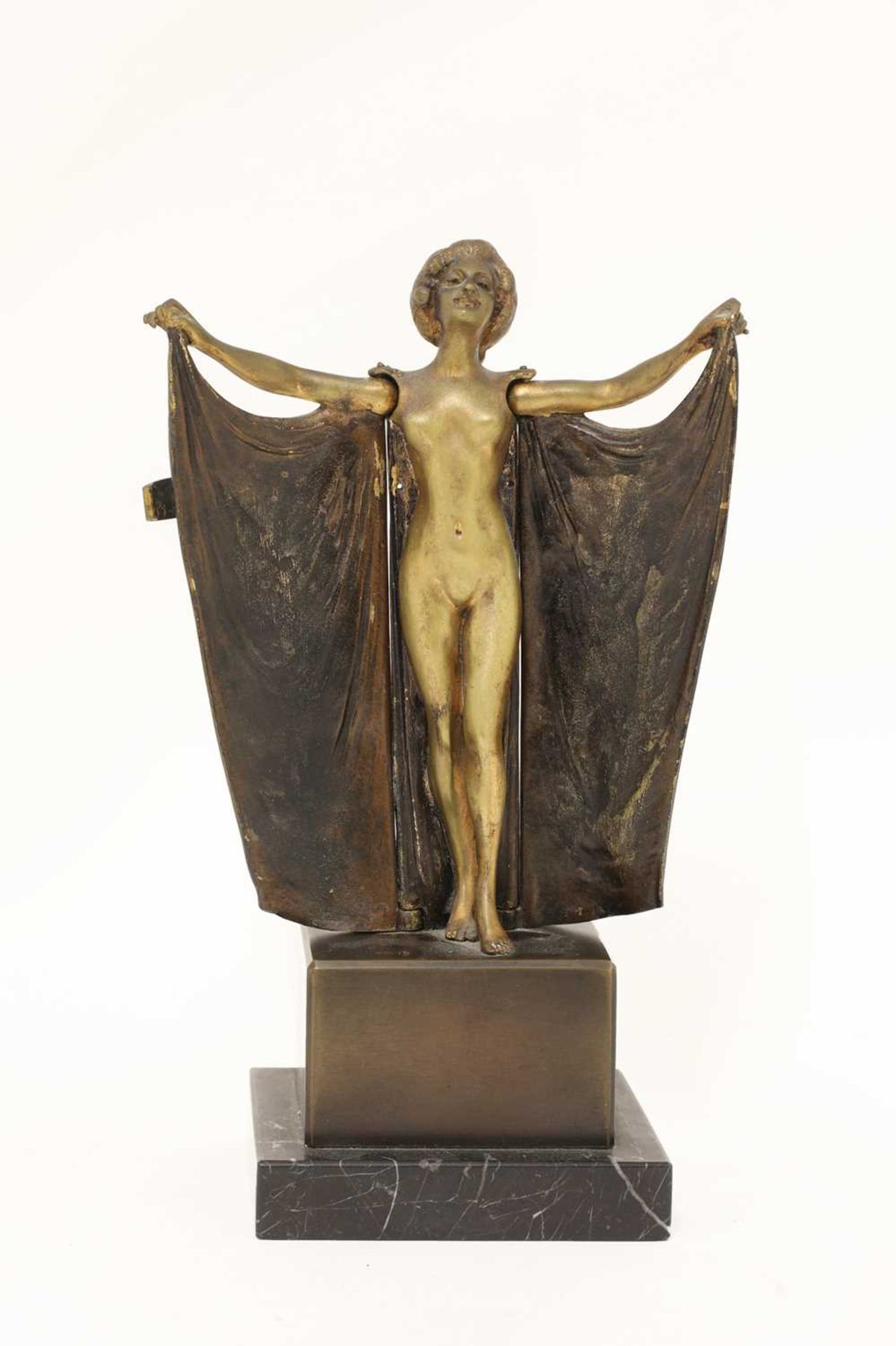 An 'erotic' cold-painted bronze lady,