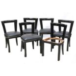 A set of six Italian ebonised dining chairs,