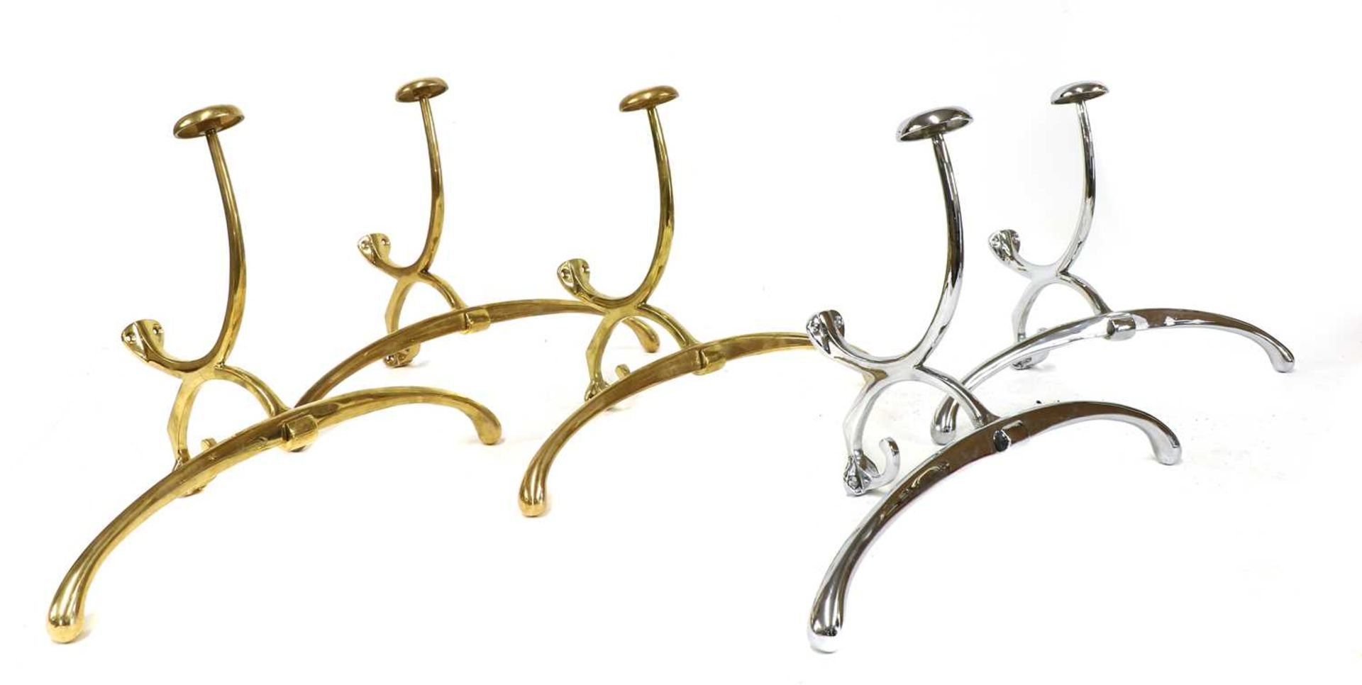 A collection of five brass and chrome coat hangers, - Image 2 of 2