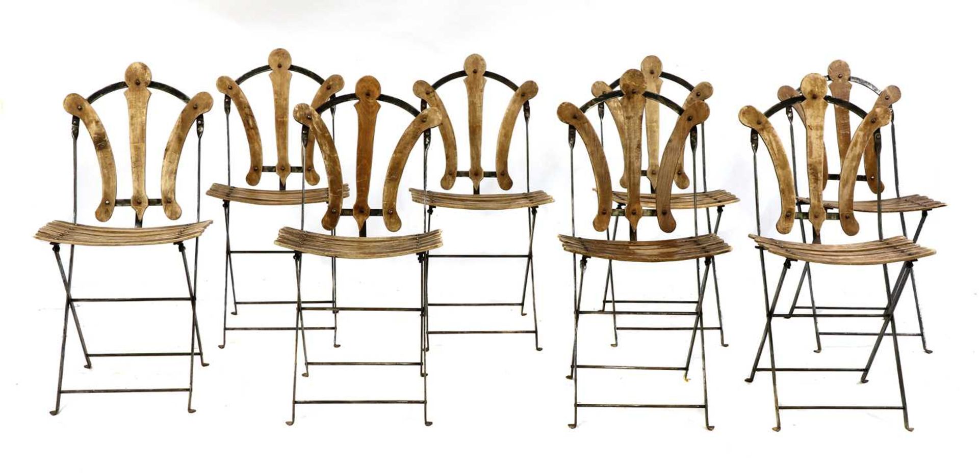 A set of eight French folding bistro or garden chairs, - Image 2 of 3