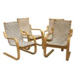 Three Alvar Aalto bentwood armchairs,