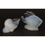 Two Sabino opalescent glass paperweights,