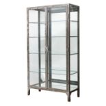 An Industrial brushed metal cabinet,