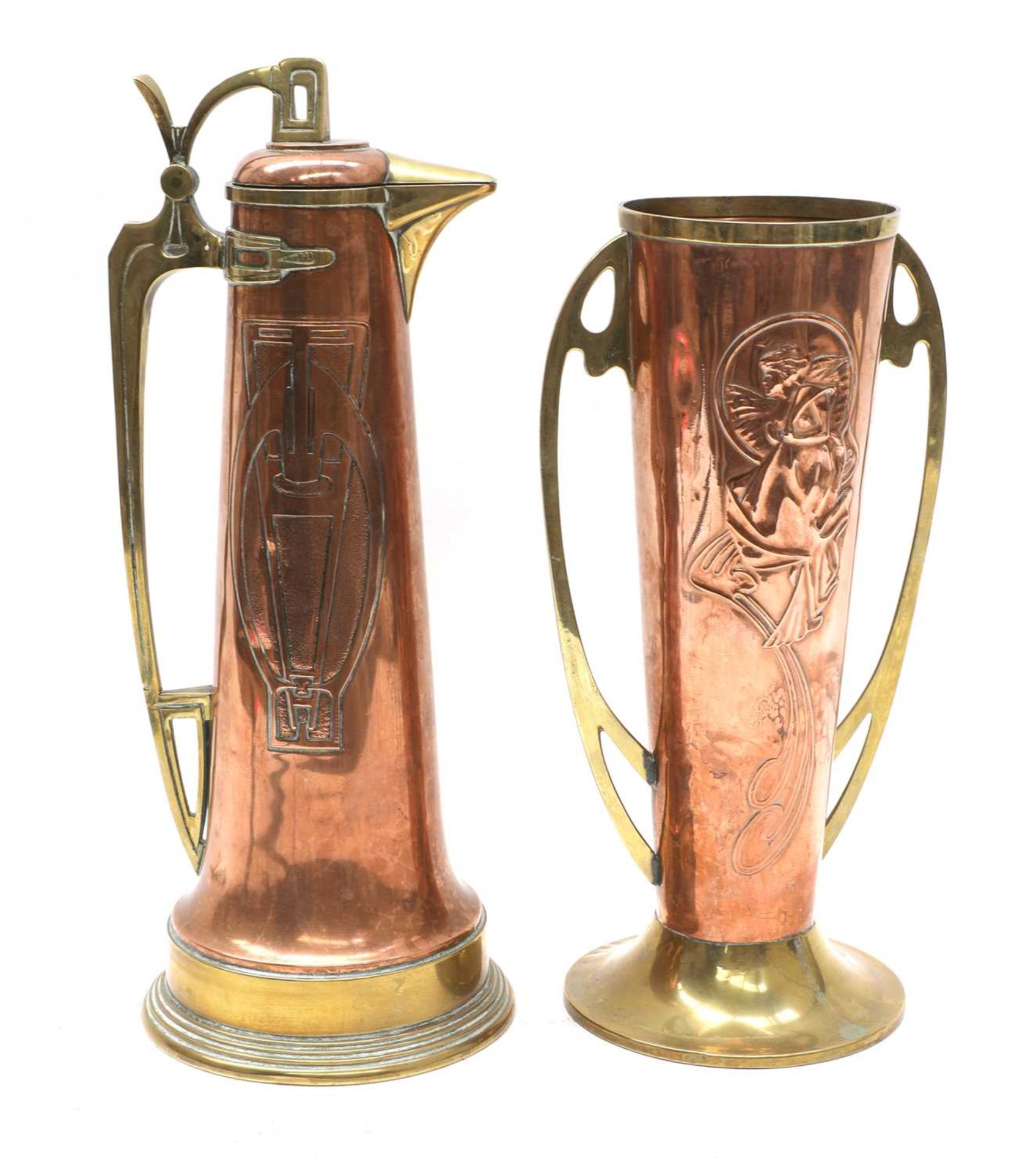A secessionist copper ewer and cover, - Image 2 of 3