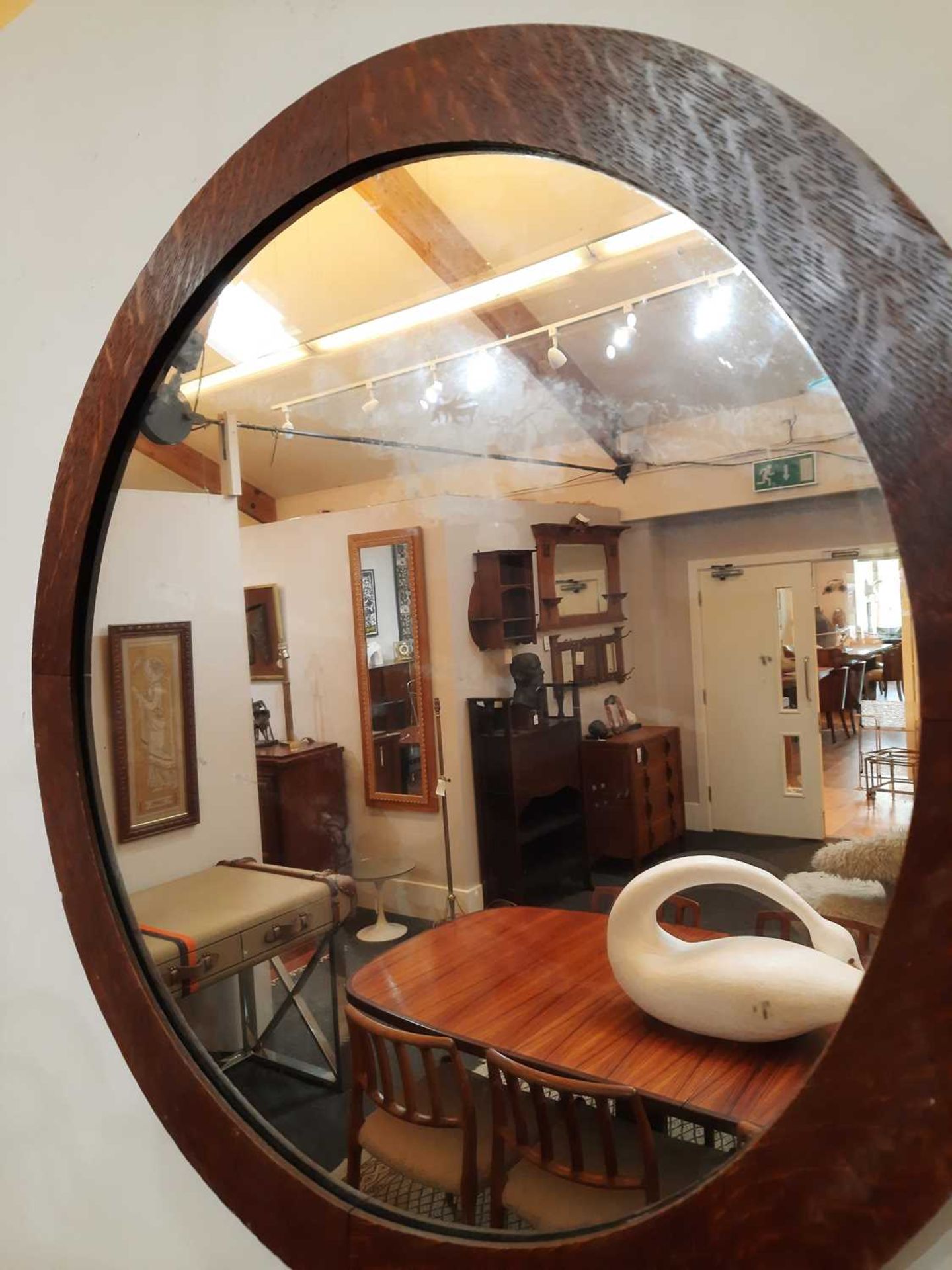 A pair of Arts and Crafts circular oak wall mirrors, - Image 5 of 9