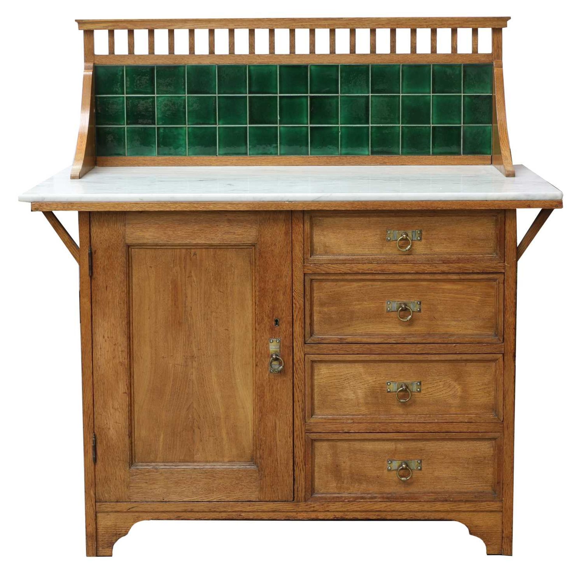 An Arts and Crafts oak chest and washstand, - Image 2 of 2