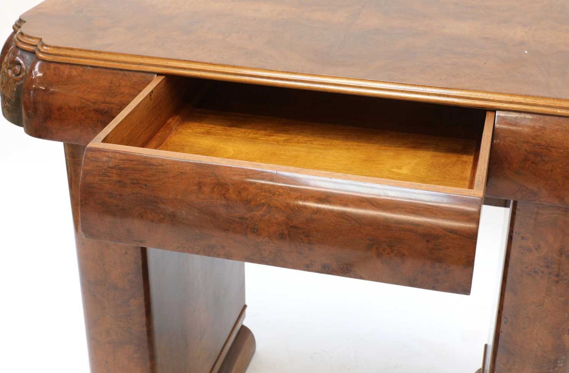 An Art Deco walnut console table, - Image 3 of 8