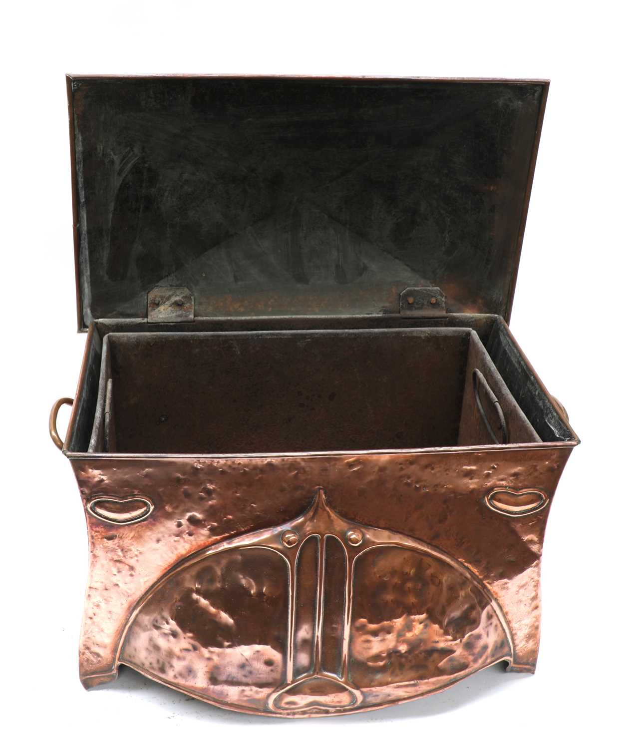 An Arts and Crafts embossed copper coal scuttle, - Image 3 of 6