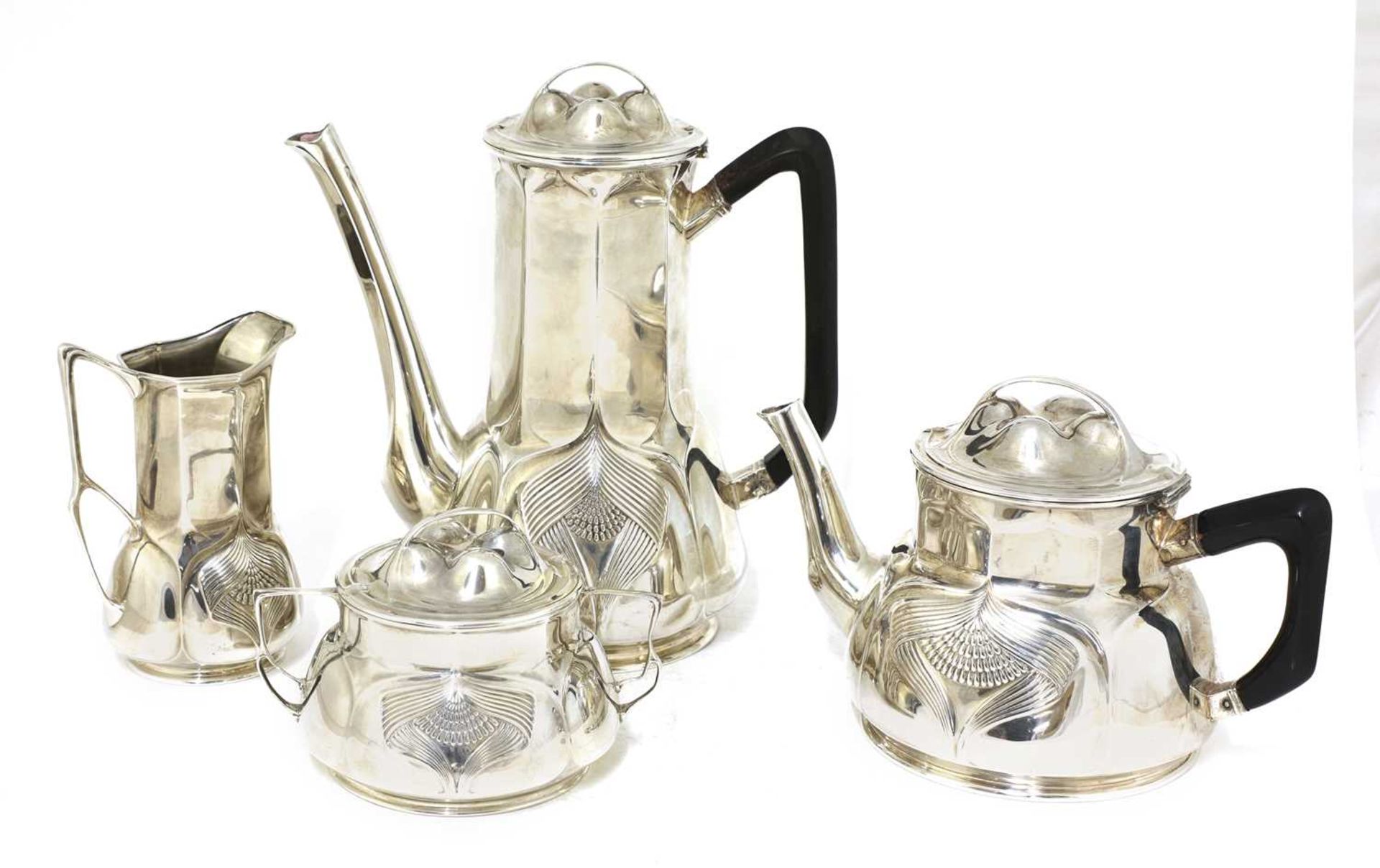 An Orivit sterling silver four-piece tea and coffee set, - Image 2 of 12