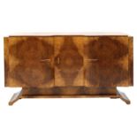 An Art Deco burr walnut sideboard,